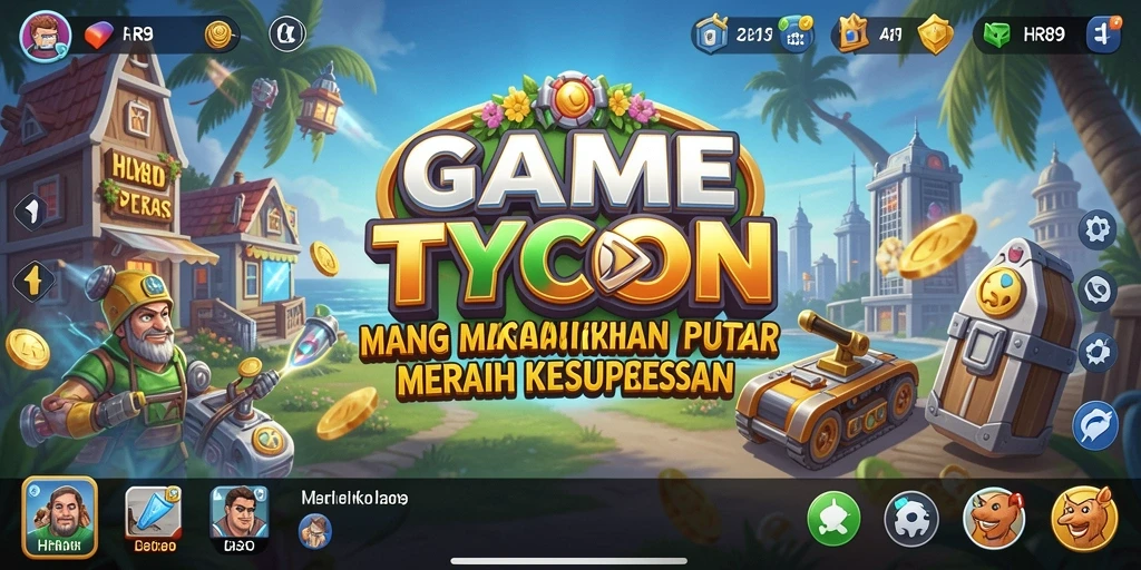 Screenshot utama HR89 menunjukkan pemain mengelola perusahaan dengan grafik yang menarik.