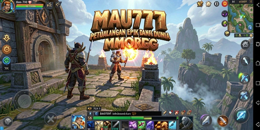 Screenshot utama MAU777 menunjukkan aksi tempur seru dalam dunia MMORPG.