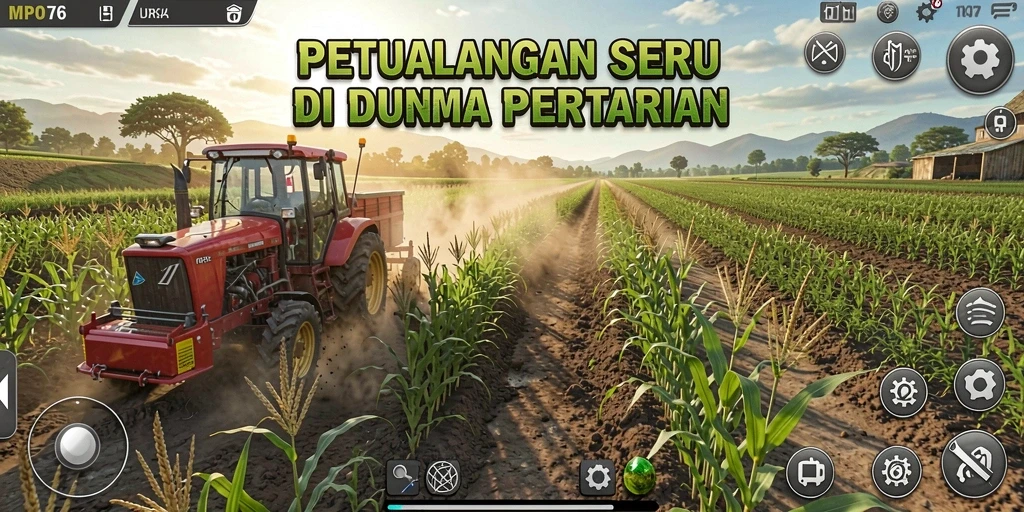 Screenshot MPO76 menampilkan gameplay seru dengan aktivitas bertani yang asyik.