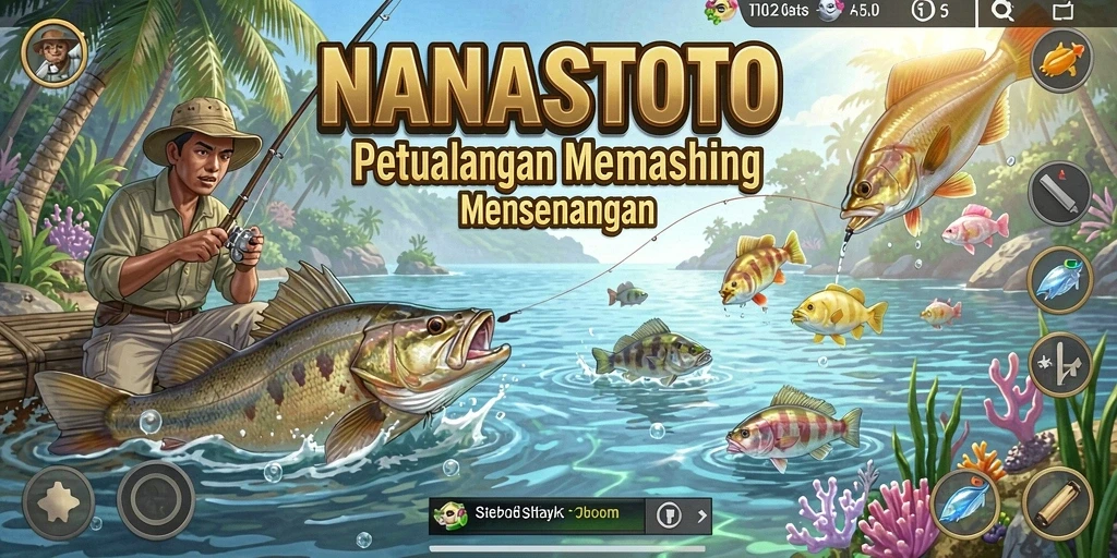 Tampilan gameplay NANASTOTO dengan pengalaman memancing yang seru.