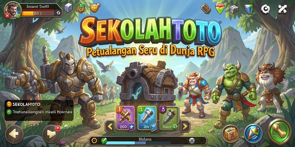 Screenshot gameplay SEKOLAHTOTO menunjukkan aksi pertarungan yang seru dan karakter yang menarik.