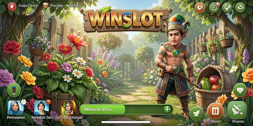 Screenshot gameplay WINSLOT menunjukkan kebun indah yang dirawat.